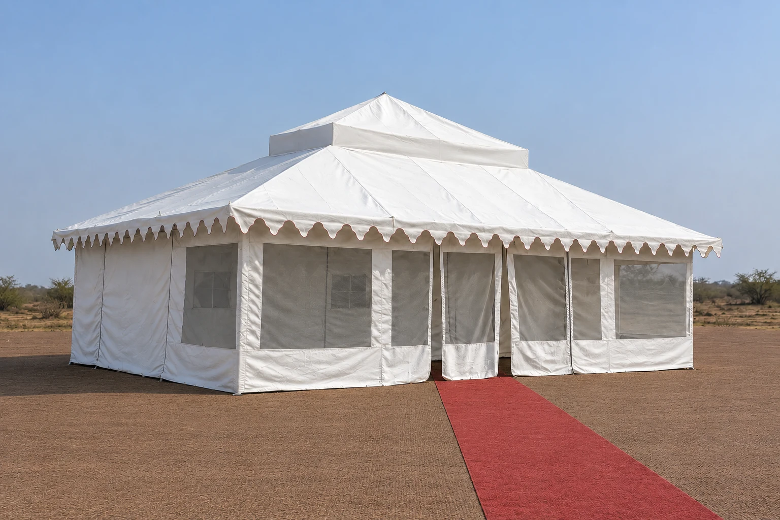 Entire tent exterior in three-quarter view